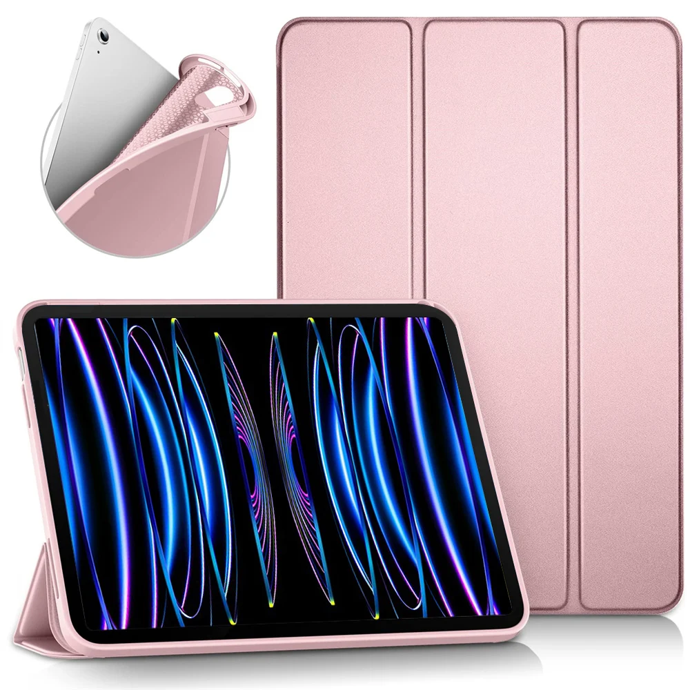 Für Apple iPad Pro 11 2018 2020 2021 2022 2. 3. 4. 5. Generation Weiche Silikon Tablet Fall Trifold Magnetische Stand Flip Smart Cover_voghion.com