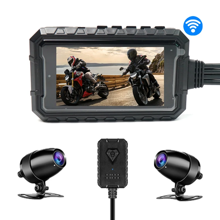 

EGO Wholesale WiFi Full HD 1080P+1080P Front Rear View Motorcycle dvr camera recorder tachograph Motorcycle Dash Cam