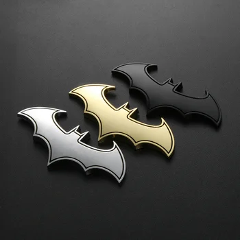 New 3D Car Sticker Metal Bat Decal Gold/Silver/Black Auto Vehicle Emblem Tail Badge Cool Styling Motorcycle Decoration Accessory 1