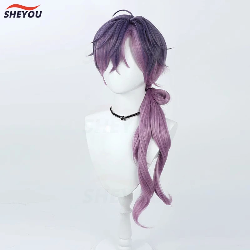 Vtuber NIJISANJI Uki Violeta Cosplay Wig Dark Purple Gradient Long Heat Resistant Synthetic Hair Anime Cosplay Wigs + Wig Cap