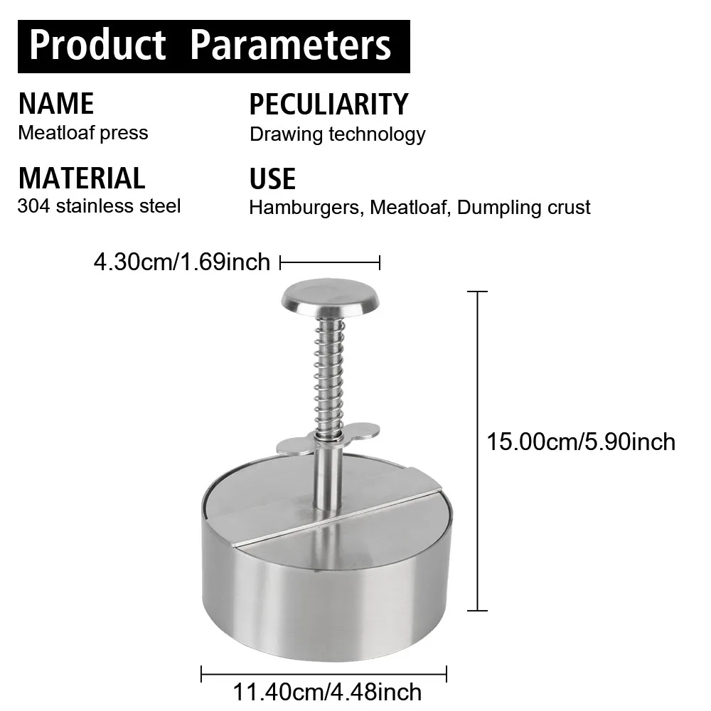 304 Stainless Steel Hamburger Press for Grill Griddle Meat Kitchen Tools Burger Patty Maker Pork Beef Manual Mold