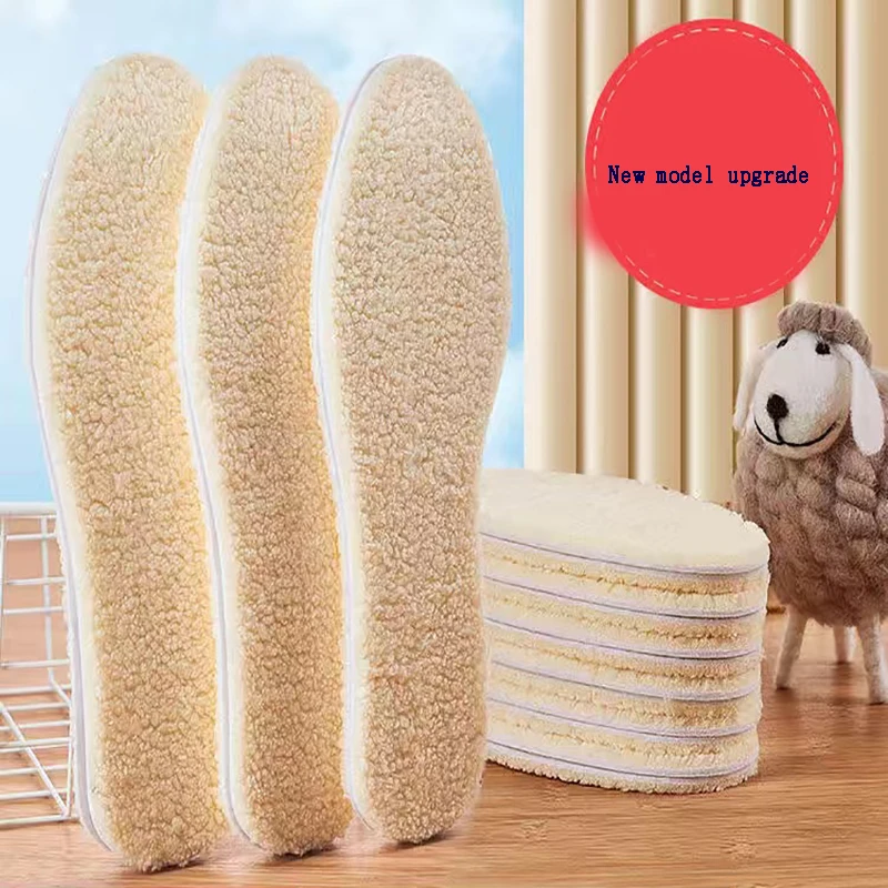 Adjustable Warm Shoe Insoles with Fleece and Thickened Lambskin Comfortable Cashmere and Cotton Insoles Snow Boots
