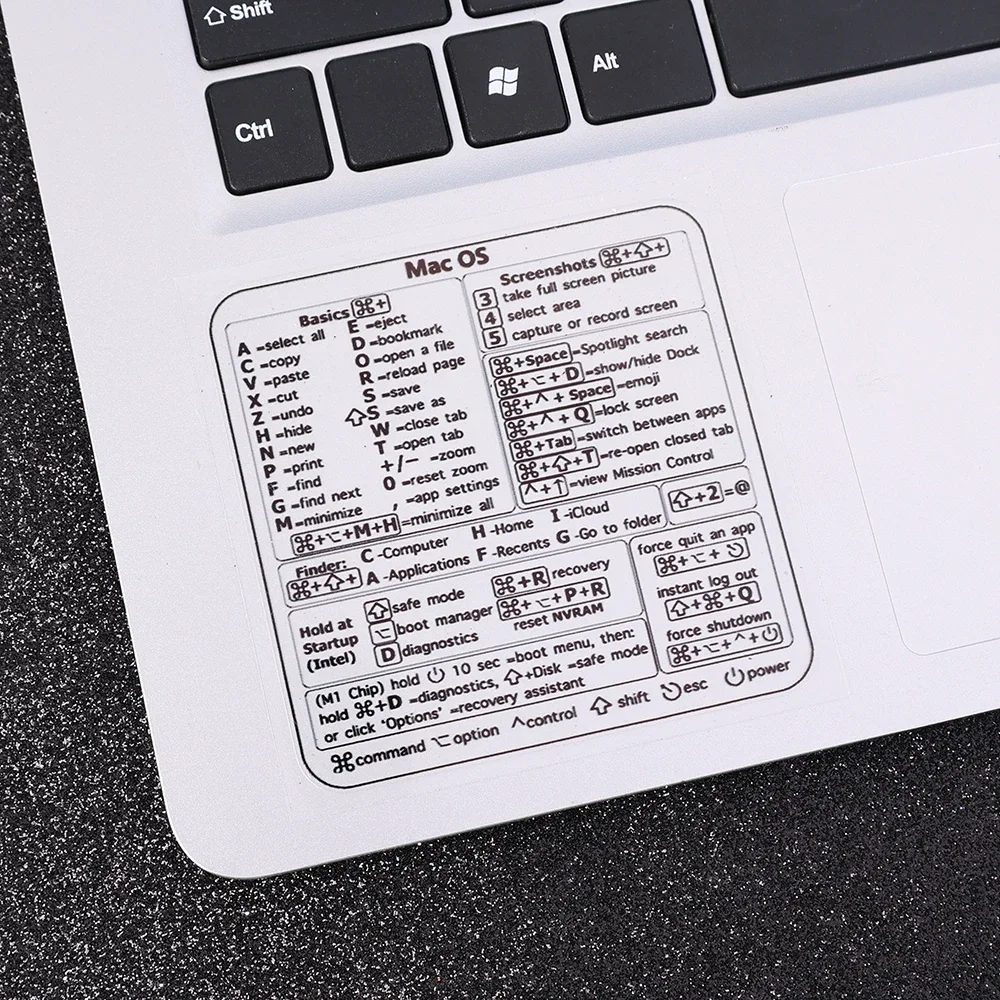 Transparent Laptop Keyboard Windows Shortcuts Stickers Vinyl Sticker for MacBook Air/Pro 13 16 inch Reference Shortcuts Decal keyboard stickers windows stickers shortcut stickers vinyl film sticker