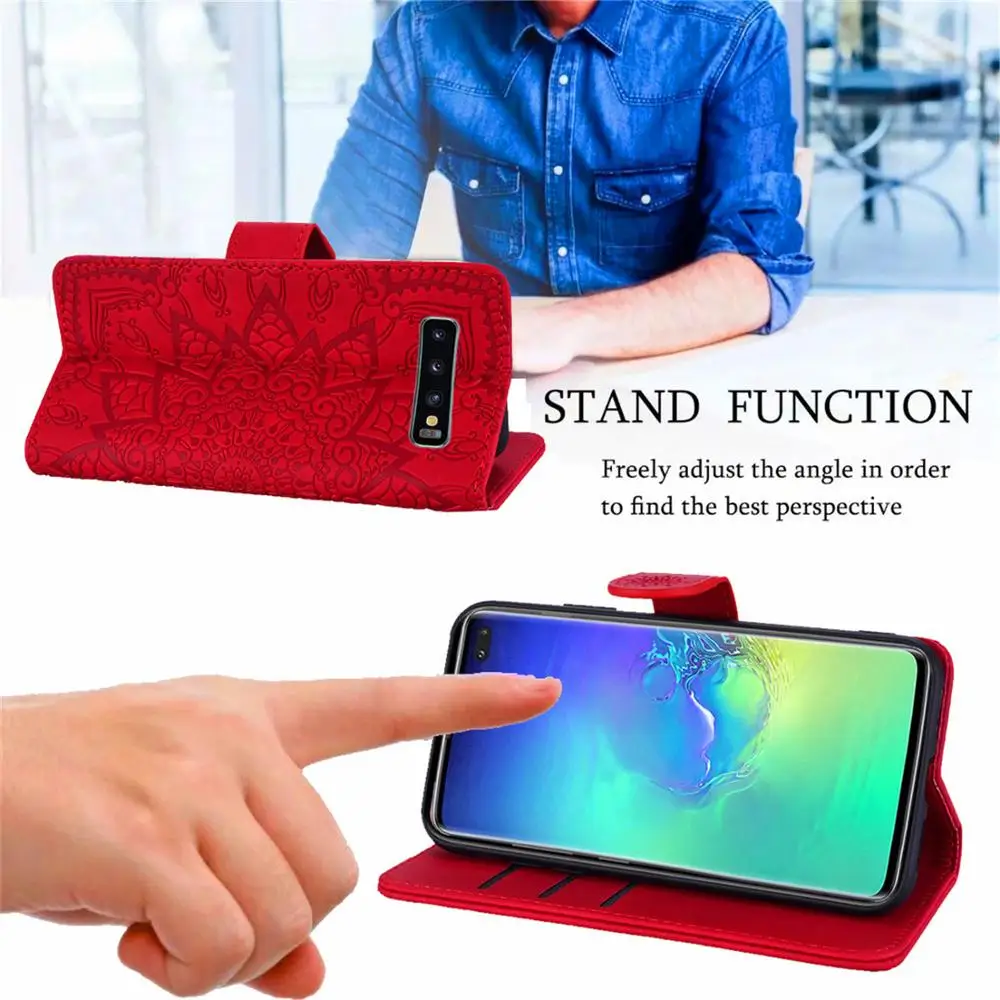 Mandala Flower Flip Case For Samsung Galaxy S8 + S9 S10E S20 S21 FE Note 10 Plus Note 20 Ultra Leather Wallet Cover Phone Coque