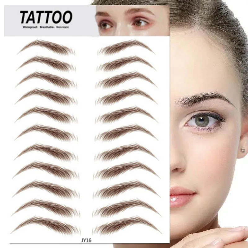 4D Eyebrow Sticker Non-toxic Tattoo Sticker Makeup Supplies Waterproof Lasting Eyebrow Bionic brow tools