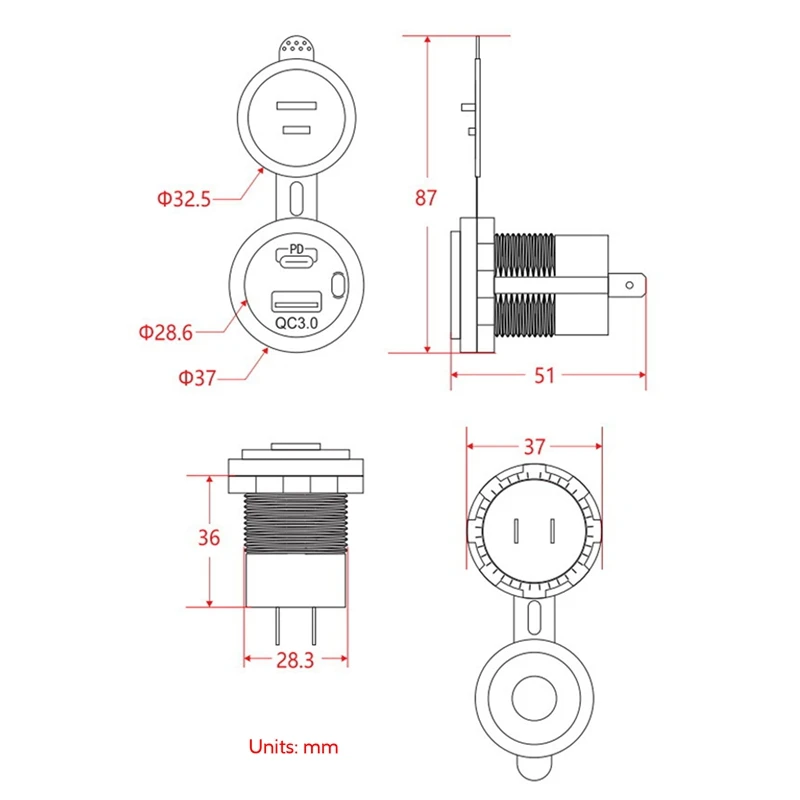  ġ   ܼƮ ,  C Ÿ, QC 3.0 USB , 12V, 24V, ڵ Ʈ 