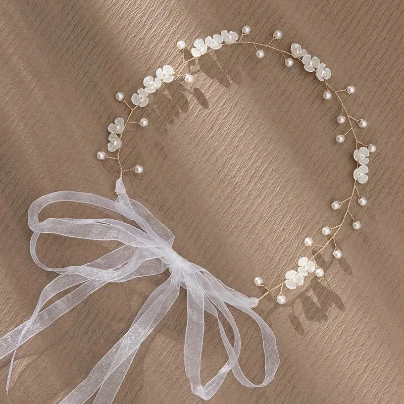 Elegant Flower Pearl Wreath Headband Bride Wedding Dress Accessories Garland Headdress Hair Band Hairvine Wedding Jewelry Bridal Hair Accessories Hair Accessories Bridal Jewelry Set
