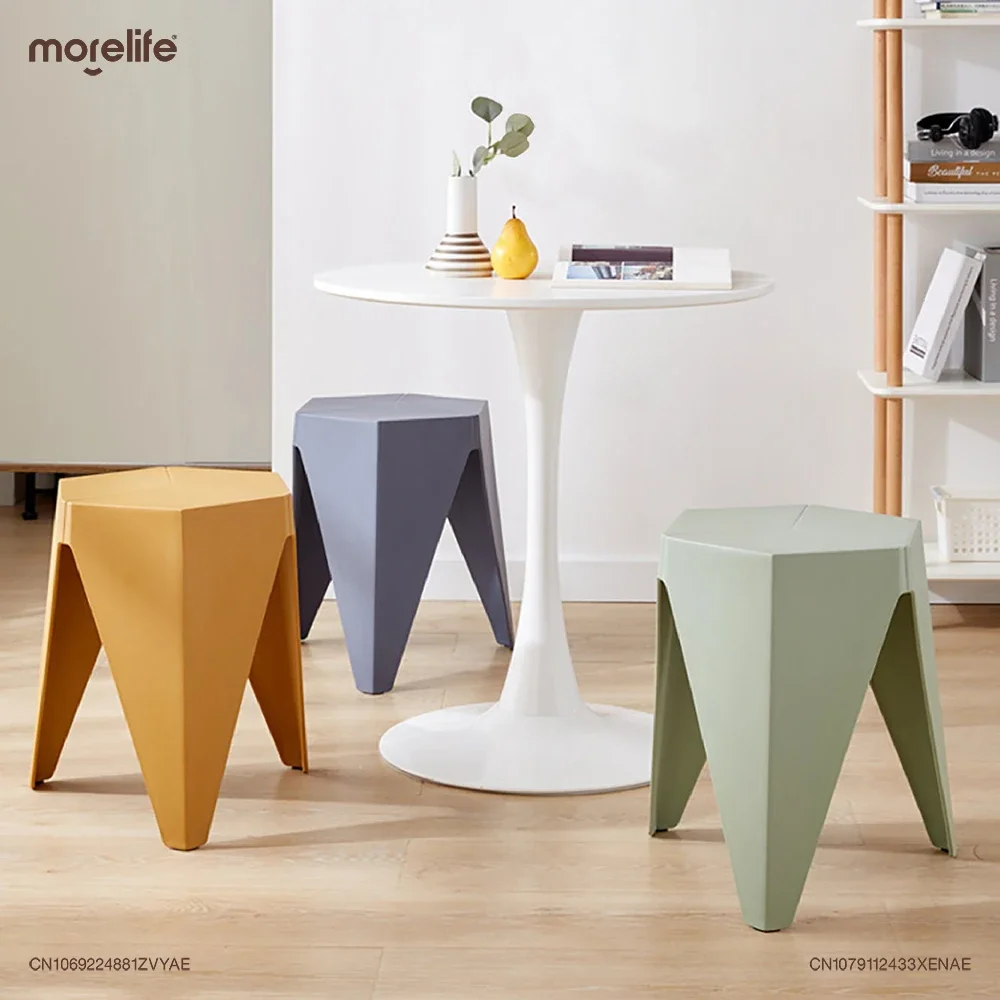 

Nordic Household Thickened Plastic Stool Footstool Space Saving Stacking Small Stools Simple Modern Dining Chairs Home Furniture