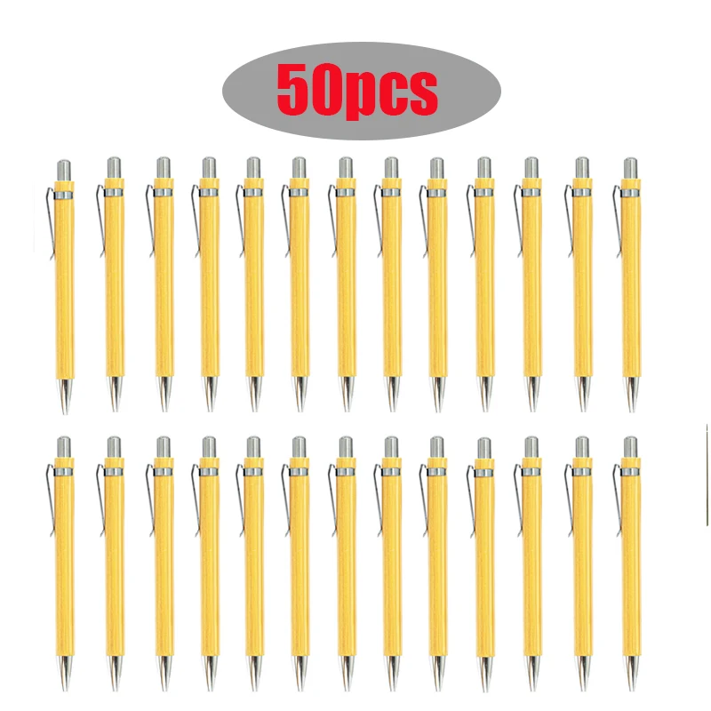 

50 шт., Бамбуковая шариковая ручка с черными/синими чернилами