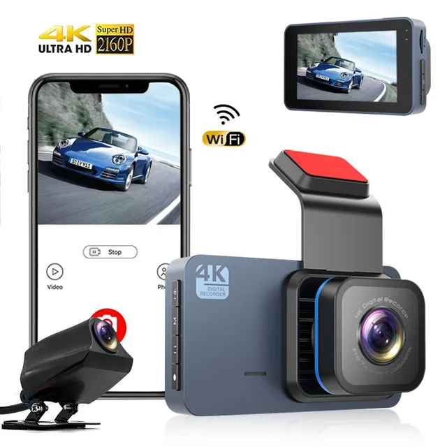 Dash Cam for Cars Front and Rear 4K Dash Cam WIFI Car Dvr Rear View Camera for Vehicle Video Recorder Black Box Car Accsesories