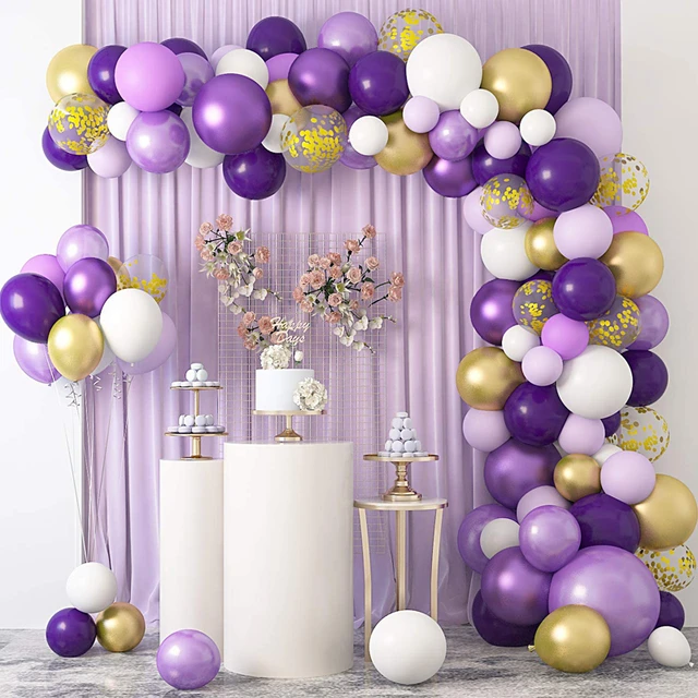Guirlande en arc de ballons violet, Kit de décorations avec confettis pour  filles et femmes, pour