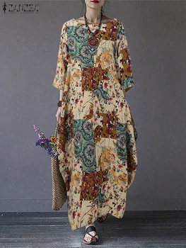 Robe femme automne 2025 imprimée manches longues ample