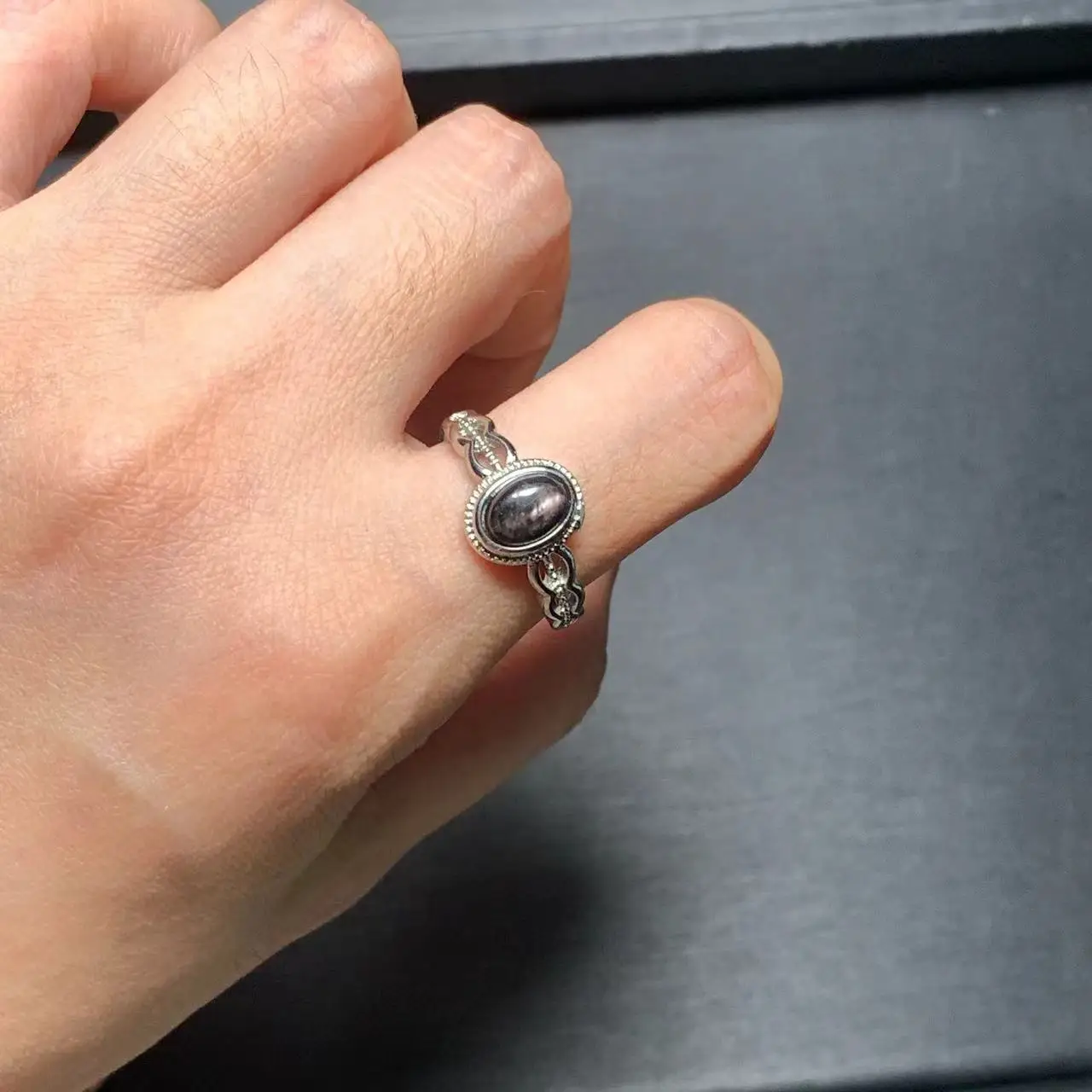 MM Natural Hypersthene Golden luck stone Ring Adjustable Female Ring Jewelry for Women Gift Wholesale High Quality Vintage Fine