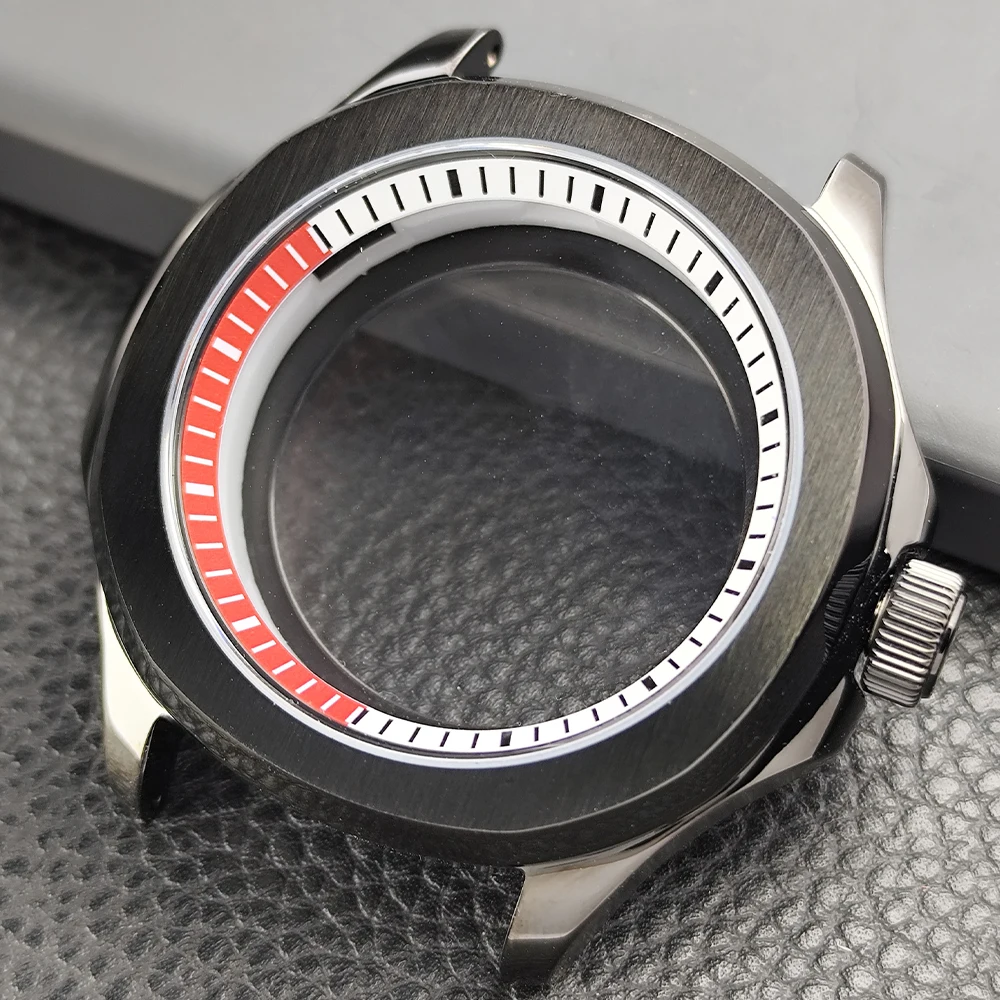 Sleek Silver Steel Watch Case with Sapphire Glass and Seal Ring, 39.5mm