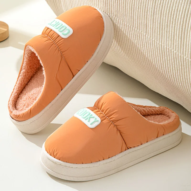 

ASIFN Women Man Winter Cotton Slippers Soft Plush Cozy Warm Indoor Fuzzy Waterproof Couples Shoes Fashion Home Cotton Shoes