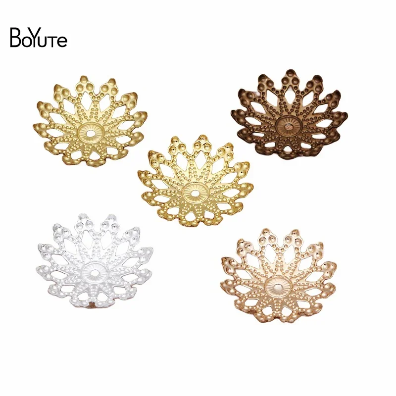 

BoYuTe Diy Jewelry Accessories Supplier (200 Pieces/Lot) Brass Stamping 16MM Filigree Flower Bead Caps Diy Handmade Materials