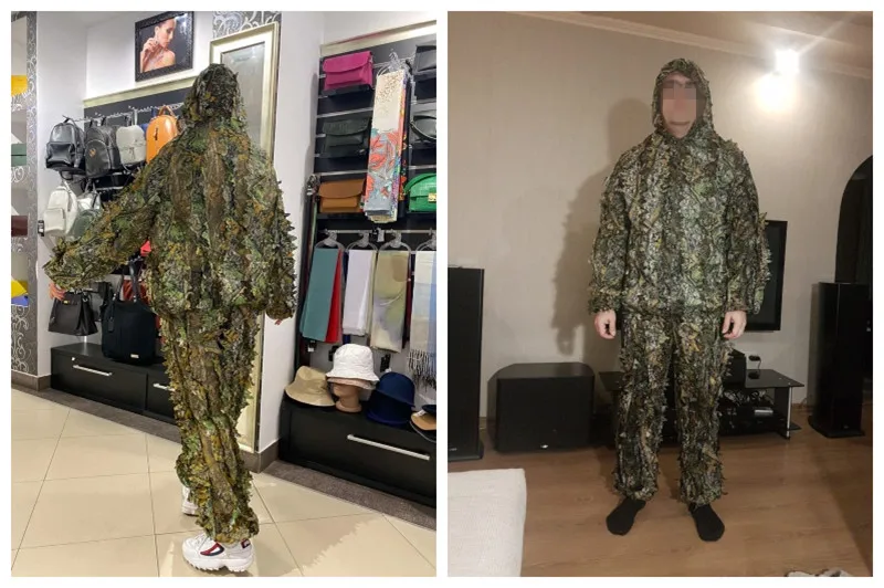 Ghillie Suit Hunting Outdoor CS Tactical Combat Clothes Set Adult 3D Leaves Bionic Camouflage Jacket Pants Glove ghillie suit