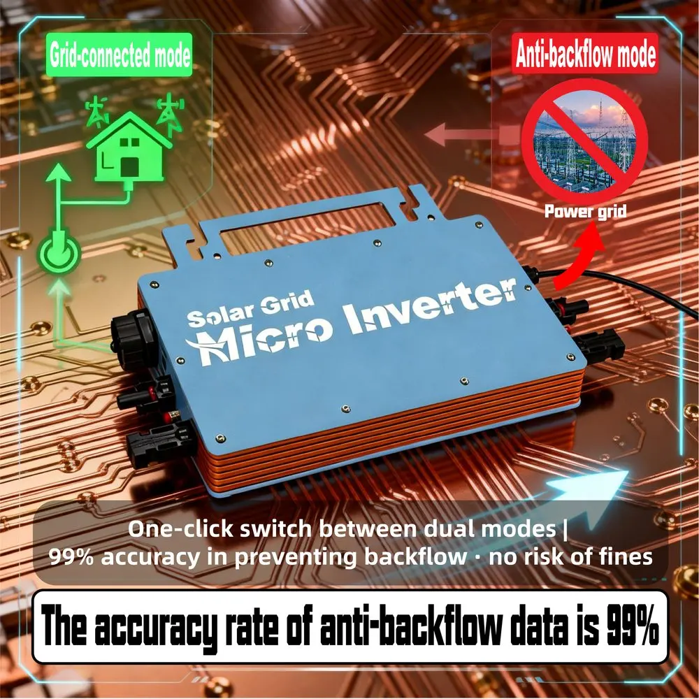 Micro Inverter Grid-Tie 350W-2800W Anti-Riverbero, Monitoraggio WiFi Compatibile con Batterie 36V per Impianti Solari Fotovoltaici Domestici su Tetto - Image 2