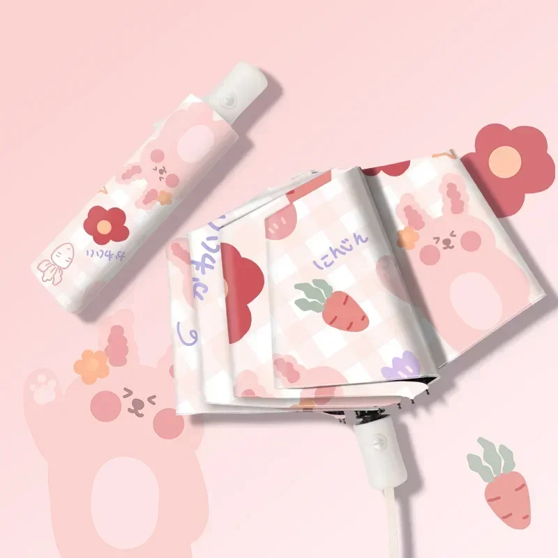 Fully Automatic Folding Sunscreen Cute Cartoon Umbrella Female Umbrella Sun