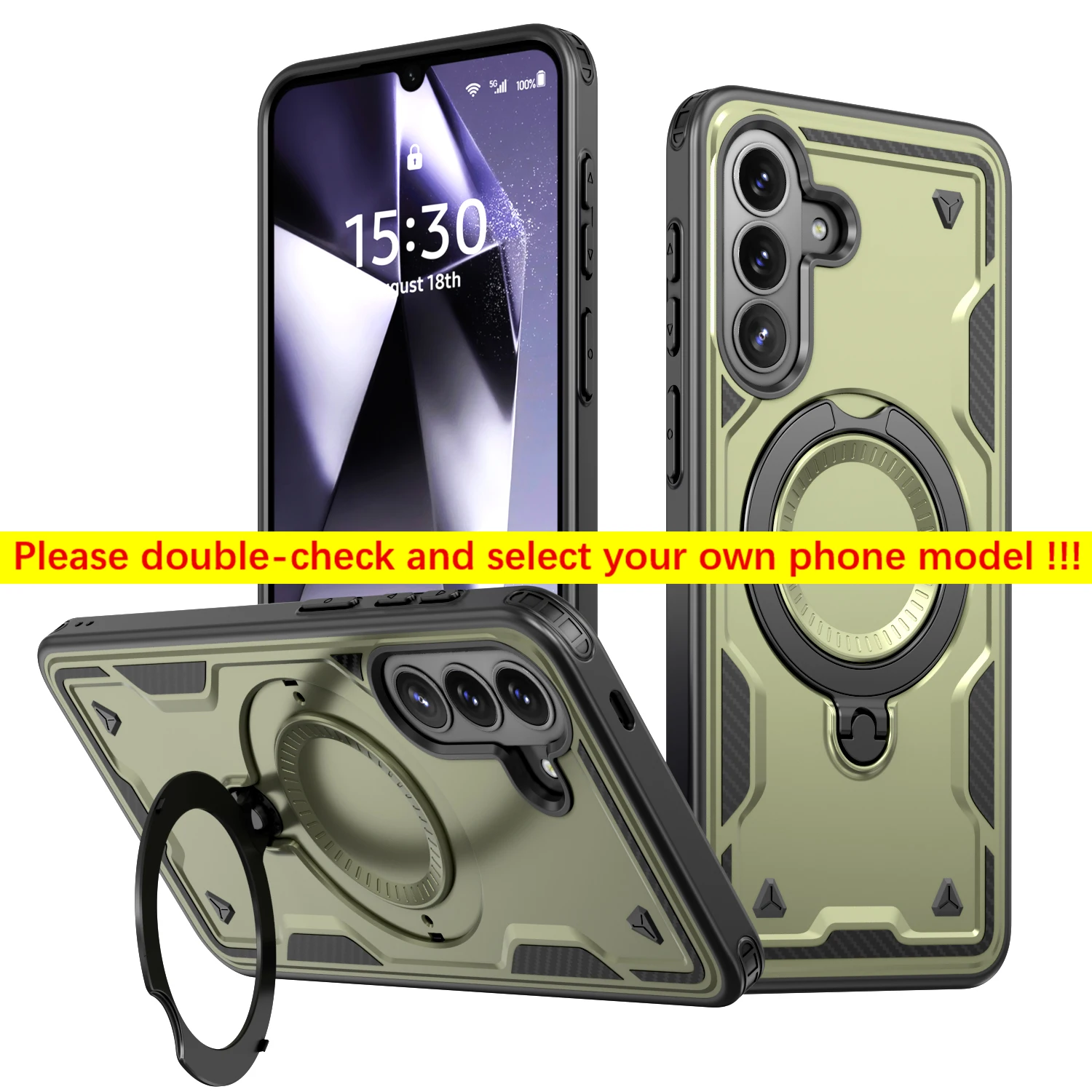 360° Rotating Magnetic Stand Holder Shockproof Armor Tough Phone Case