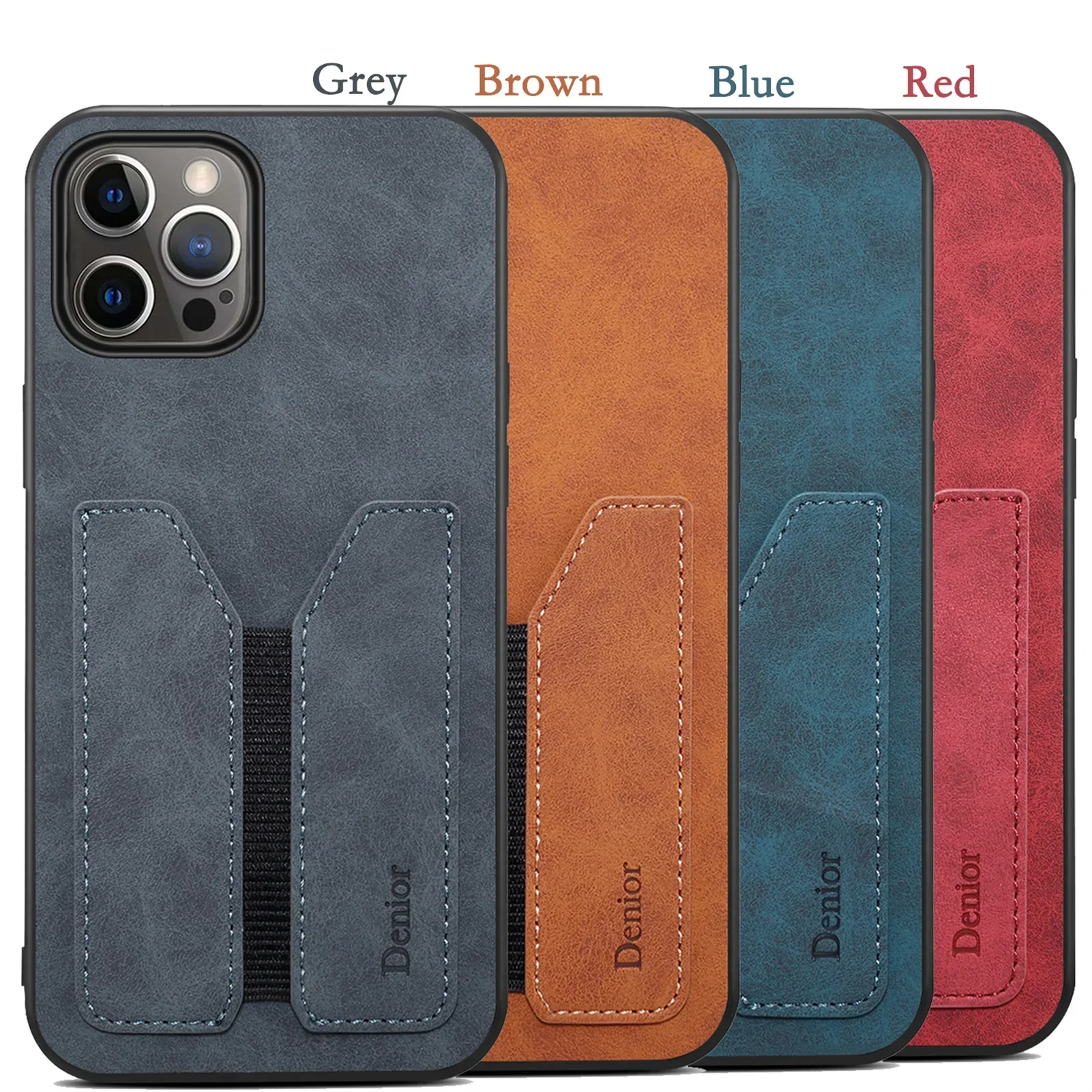 Sleek Leather Card Pocket Wallet Phone Case with Back Cover Design