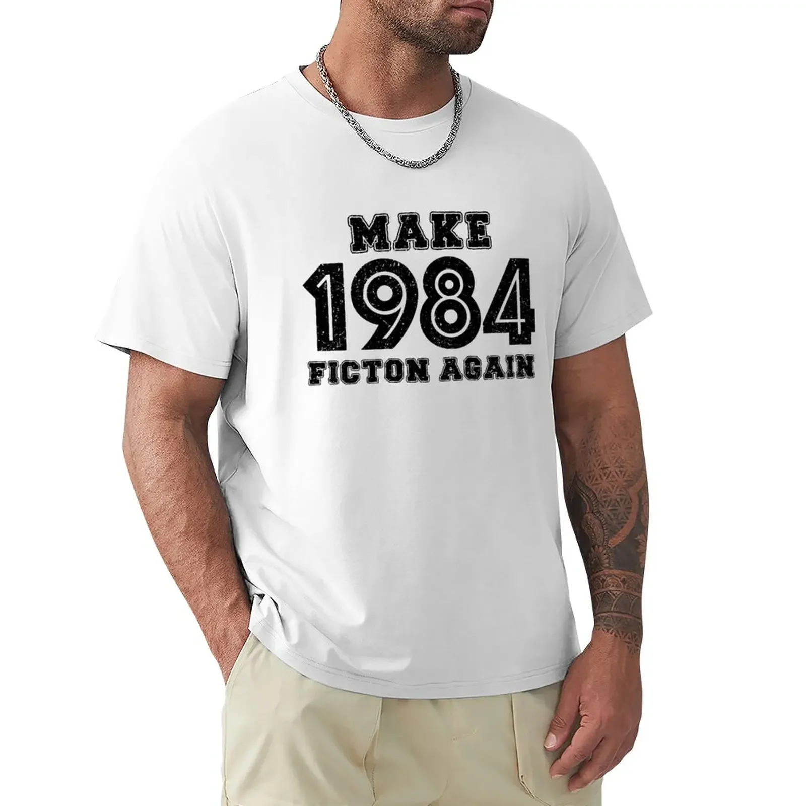 

make 1984 fiction again T-Shirt vintage clothes for a boy Aesthetic clothing t shirts men