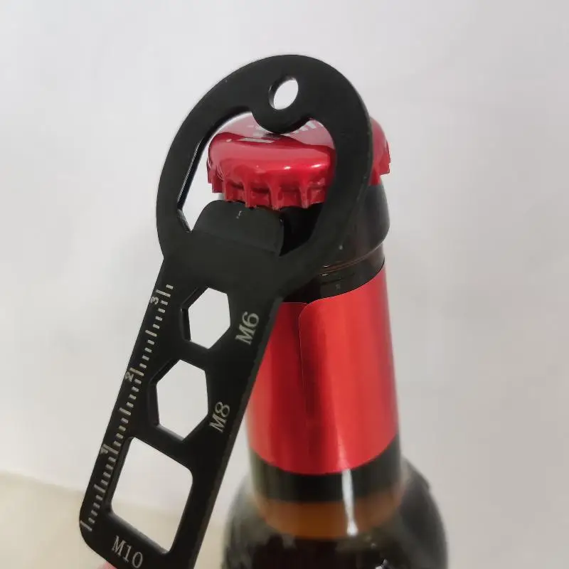 Versatile Stainless Steel Multi-Tool Keychain with Bottle Opener, Hex Wrench, Ruler & Seat Belt Cutter