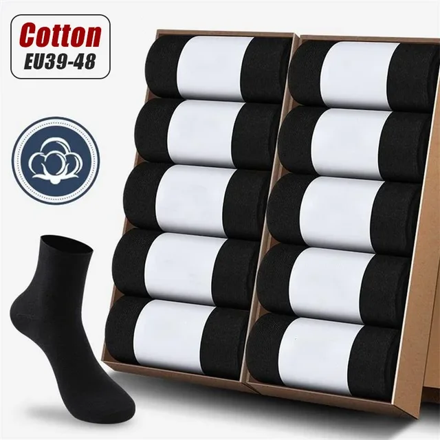 20Pcs/Lot Men's Pure Cotton Socks Plus Size Solid Color Casual Office Business Long Socks Breathable Soft Men's Socks EU39-48 1