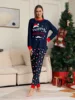 Christmas Family Matching Outfits Mother Father Kids Pajamas Set Santa Hat Print Loose Xmas Sleepwear Baby Romper Dog Clothes 4