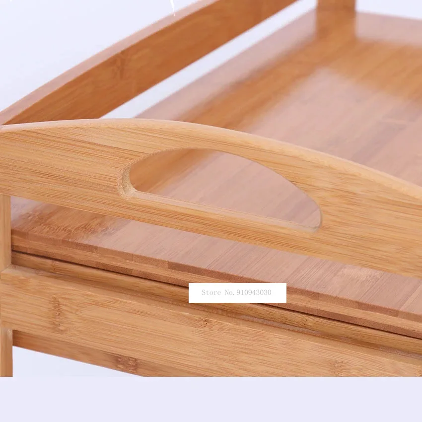 3/4 Layer Tea Dining Cart Small Living Room Side Cabinet Beauty Salon Trolley Kitchen Shelf Movable Bamboo Dining Trolley