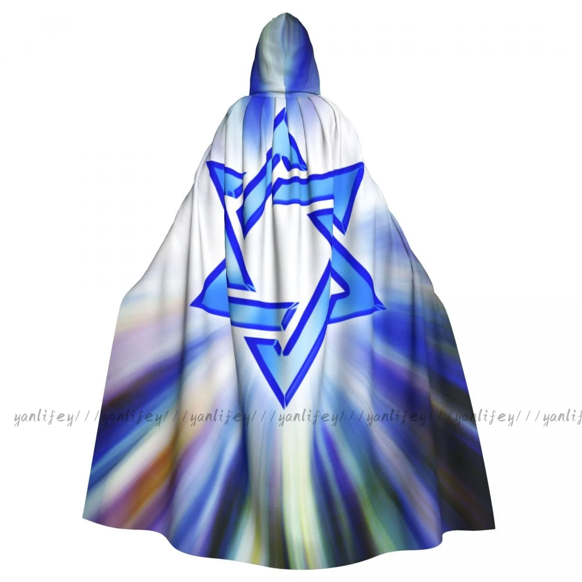 Adult vampire cape hooded robe star of david blue jewish halloween
