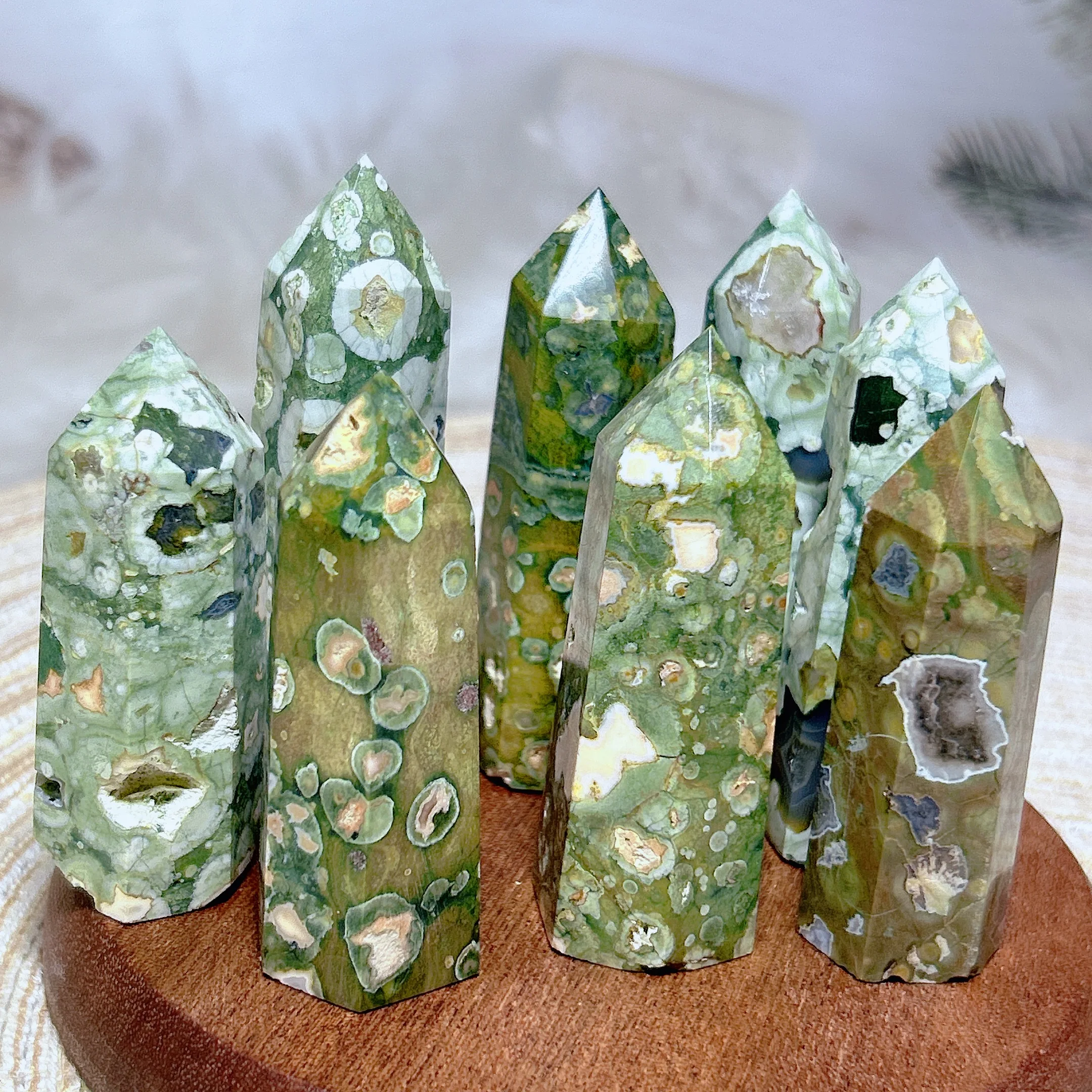 Natural Crystal Rainforest Jasper Tower Point Mineral Healing High Quality Garden Decorations Reiki Ornament Room Decor Gift 4