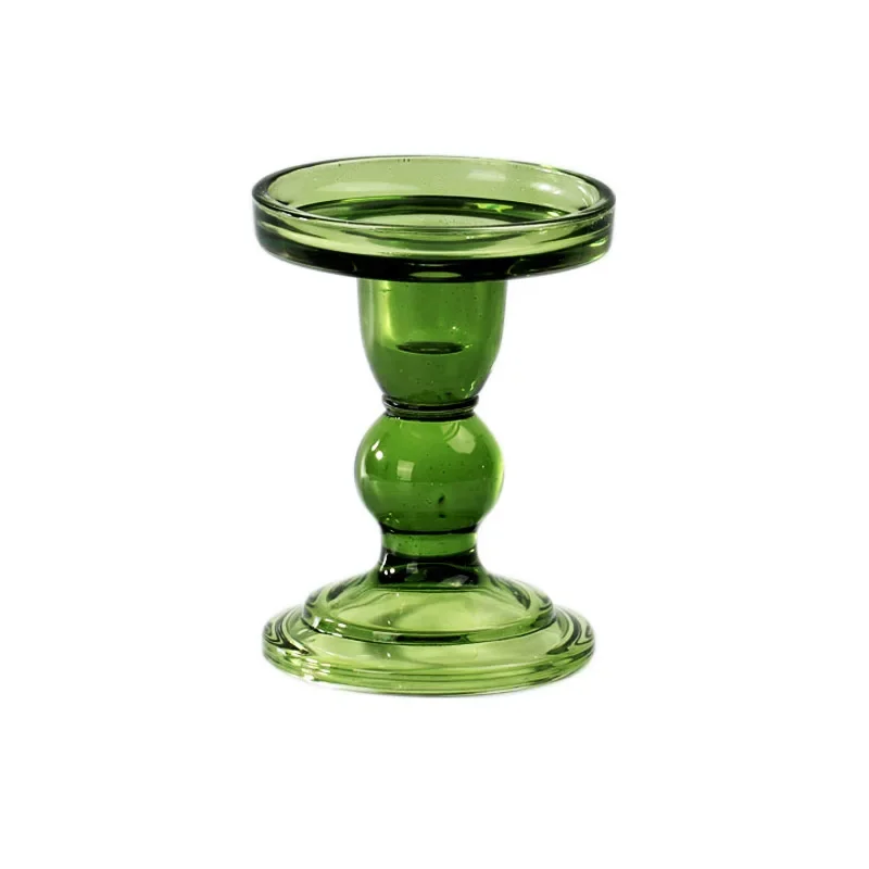 European Style Green Glass Candlestick Decoration Accessories Vintage Crystal Candle Holders Wedding Decorative Home Decor - Image 4