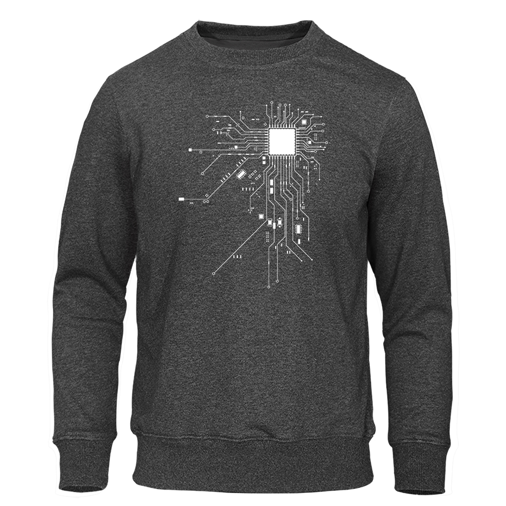 Cpu Processor Circuit Diagram Print Clothes Men Women Harajuku Loose Hoody Vintage Oversized Hoodies Fleece Crewneck Pullovers