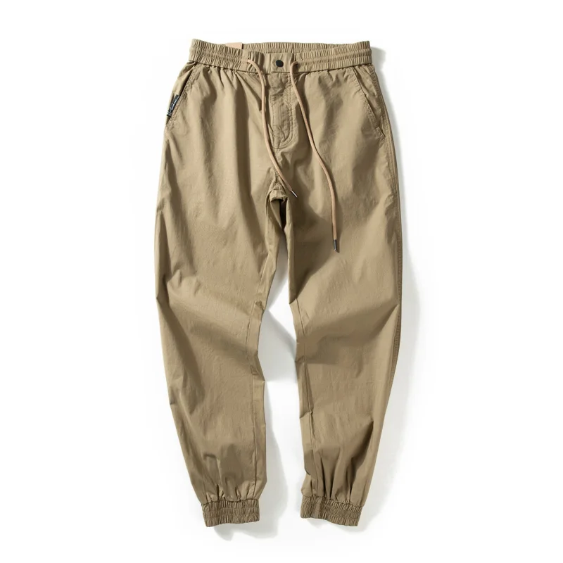 

Spring and autumn new men's leisure fashion loose cotton elastic thin elastic waist girdle foot pants