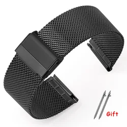 Sleek Milanese Mesh Stainless Steel Quick Release Bracelet Strap - 19mm (Black)