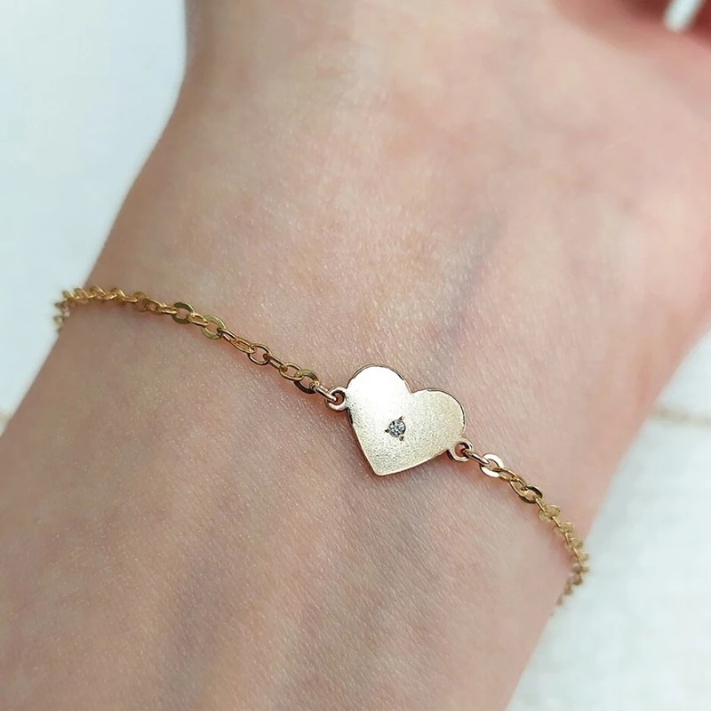14K Gold Filled Romantic Heart Charm Zircon Gold Pendant For Bracelet Necklace Earring DIY Jewelry Findings Jewelry Accessories
