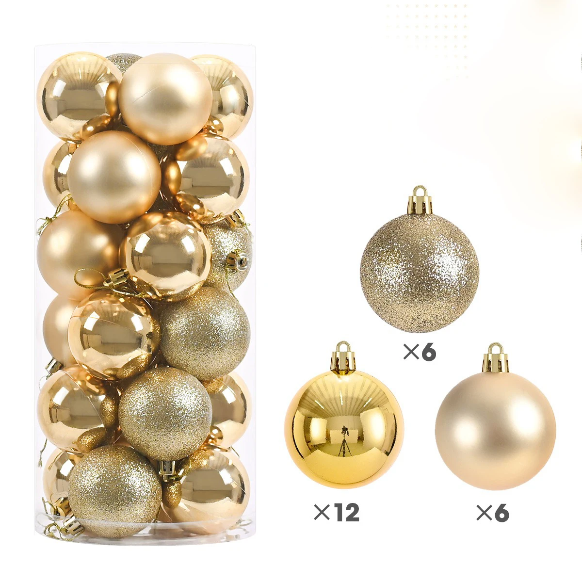 thumbnail image 1 of 24 bolas navideñas de 6 cm, bolas grandes para árbol de Navidad, adornos colgantes para decoración de fiestas en el hogar, regalos de Navidad de Año Nuevo 2025, accesorios, 1 of 5