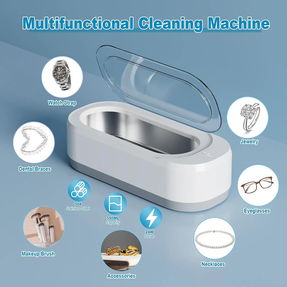 KUNPHY Ultrasonic Cleaning Machine Household 350ML 46KHz Vibration Cleaning Multifunctional Glasses Jewelry Deep Cleaning Tool 3