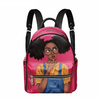 African Girl Print, Casual Leather, Teenage Girl, High Capacity, Woman Bagpack