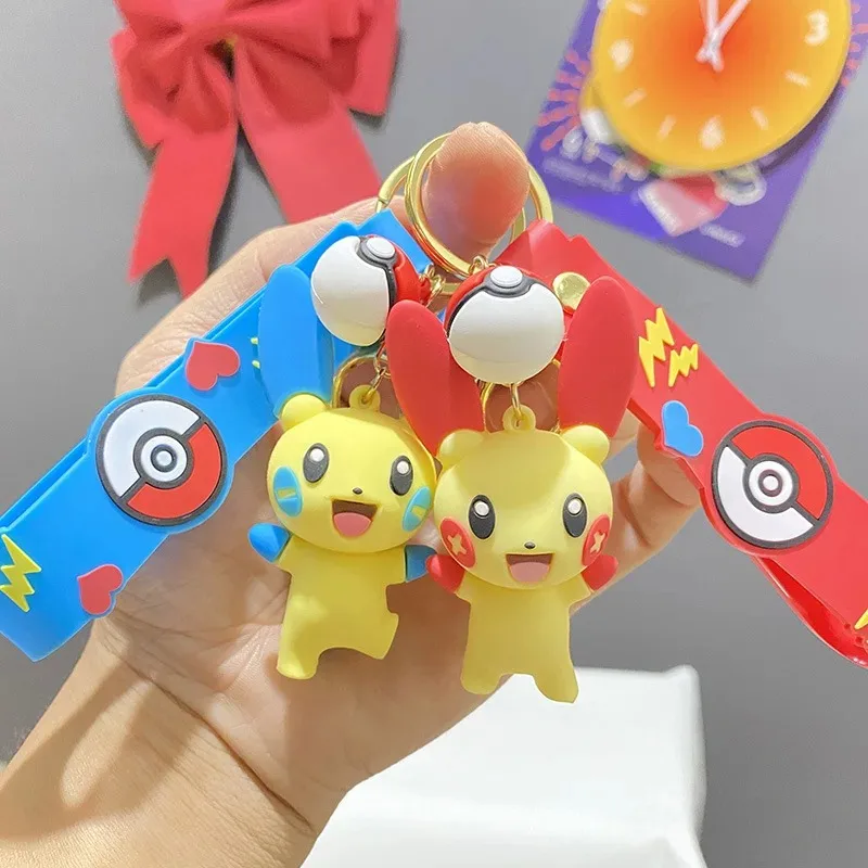 6styles Pokemon KeyChains Kawaii Anime Figure Key Chain Accessories Cute Pikachu Gengar Model Backpack Charms Kids Toys Gifts