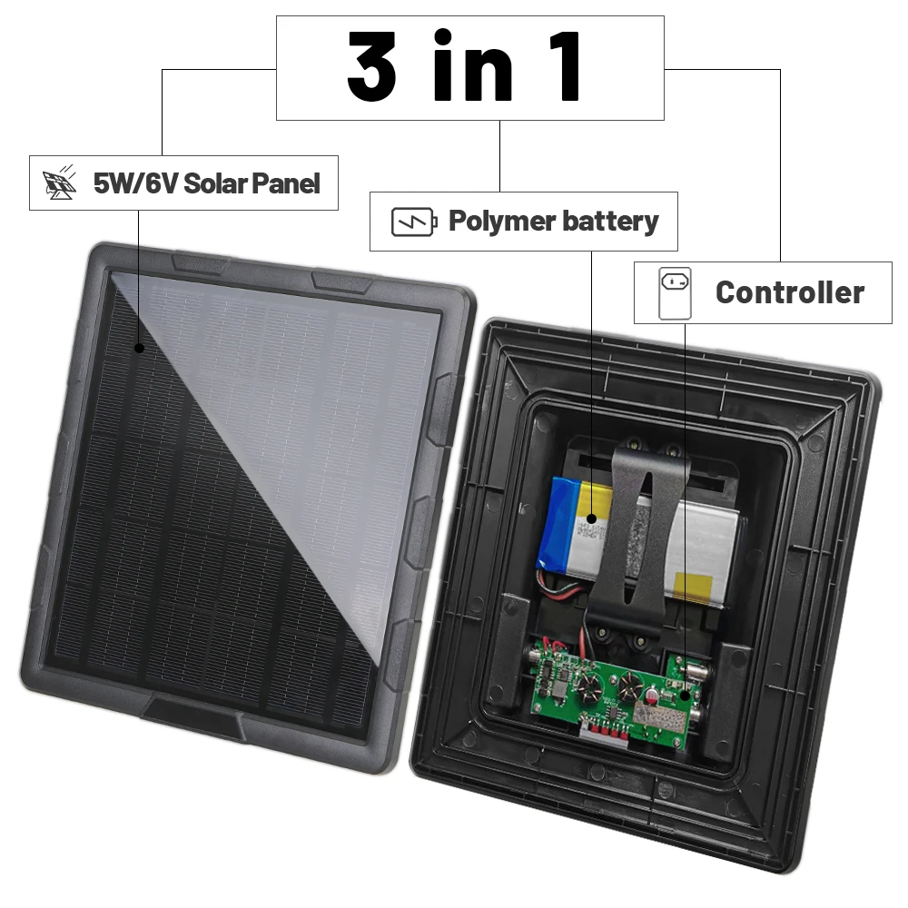 Carregador Solar Recarregável para Câmeras de Caça Trail Kit Painel Solar Built-in 6000mah 6v 12v em Controlador de Carga Usb Bl6a 5w