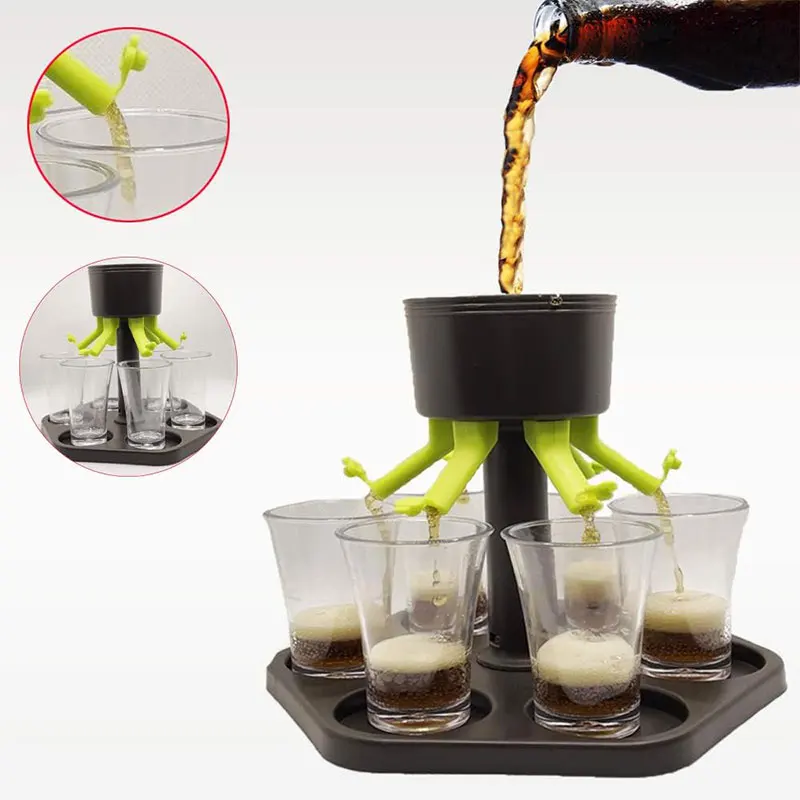 Plastic Shot Dispenser 6 with holder Shot Buddy Dispenser Liquor Pourer Glasses Bar Glasses for Filling Drink