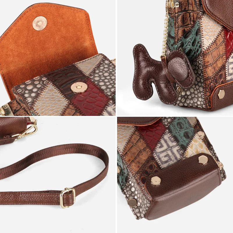 Vintage Shoulder Bag for Women Cowhide leather Phone Pocket Designer Causal Retro Crossbody Bags Women Purses and Handbags