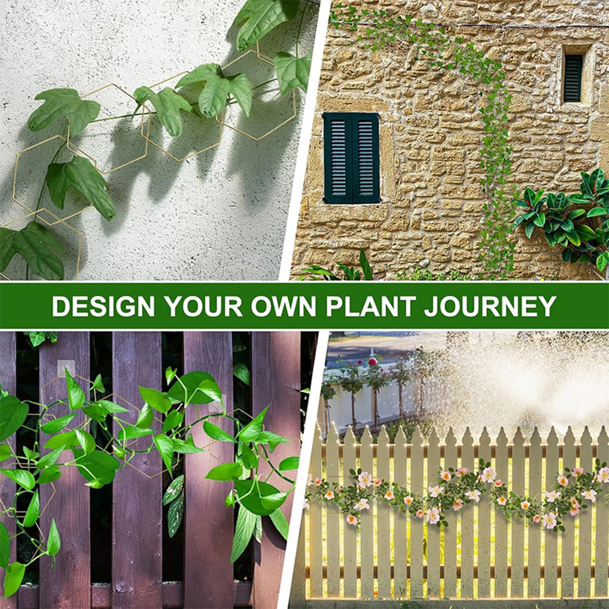 Trellis for Climbing Plants, Plant Climber Support with Connect-Hooks, for Ivy Flower, Garden Plant Wall Trellis,18pcs Hexagons