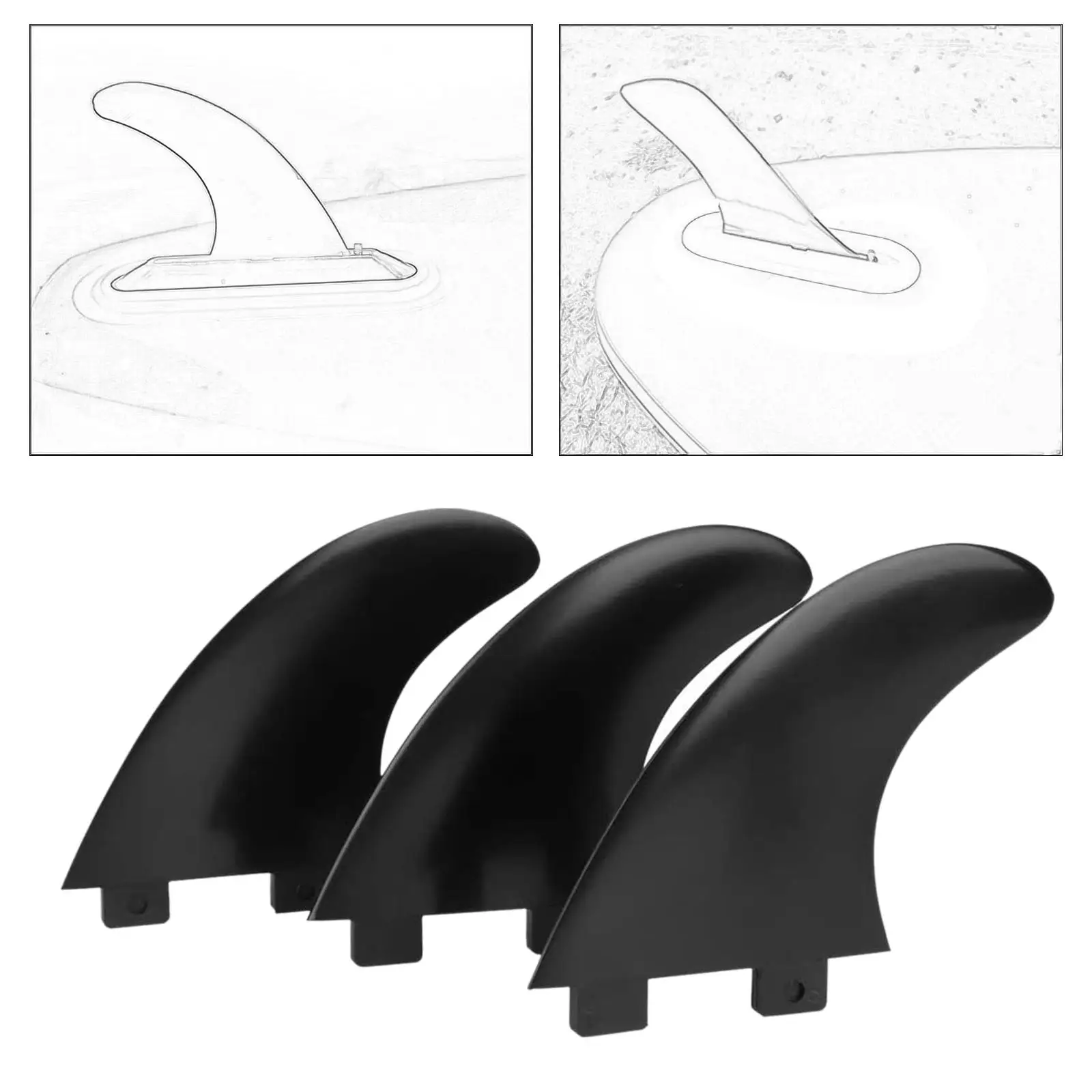 

3Pcs Surfboard Fin Replacement Surfing Fin for Paddleboard Dinghy Longboards