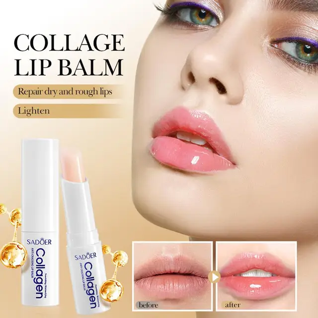 Collagen Lip Balm, Moisturizing & Anti-Cracking Lip Treatment, Brightening Repairing Lip Care with Nourishing Hydration