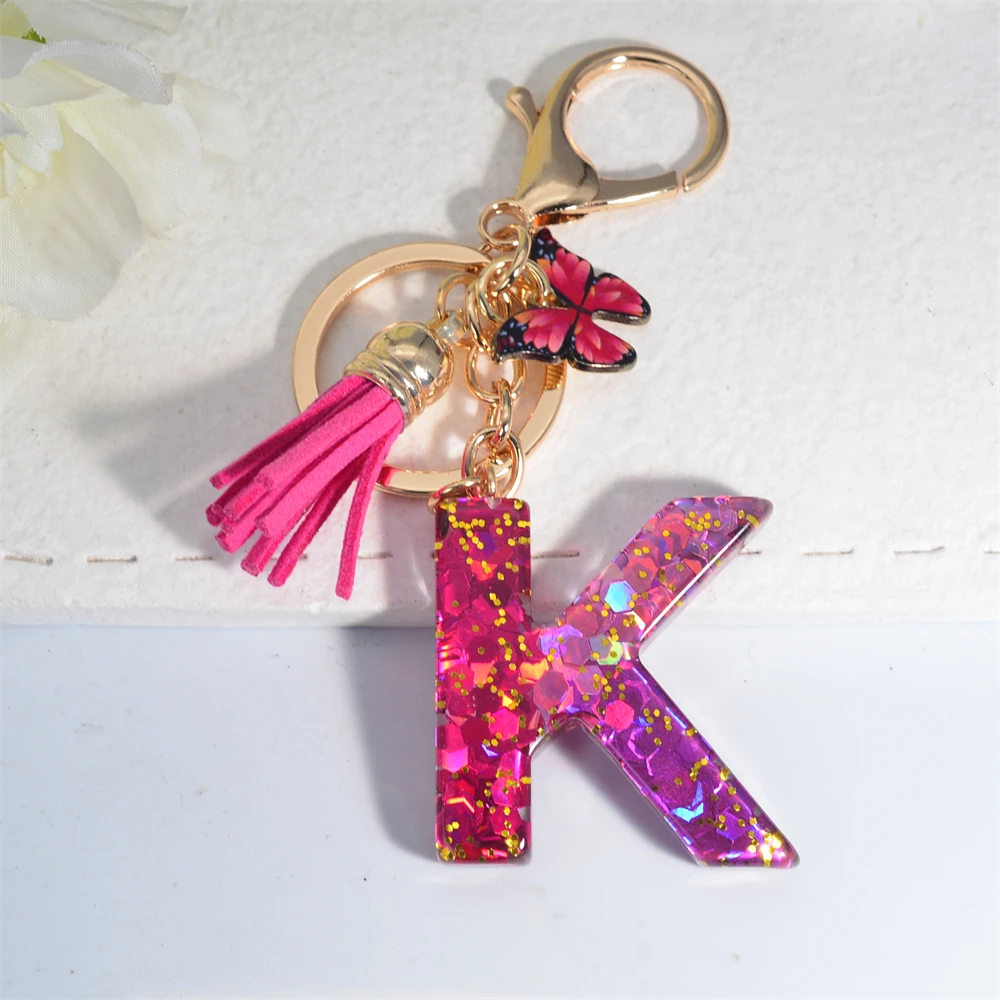 ☆LETTER FROM MOON☆ Ribbon letter keyring pink Amazon.com: MWOOT Initial Letter Keychain Fashion Pink Key