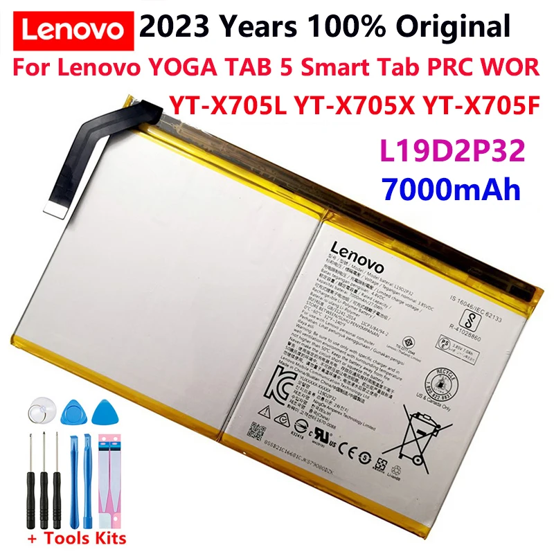 

100% Original New L19D2P32 Tablet Battery For Lenovo YOGA TAB 5 Smart Tab PRC WOR YT-X705L YT-X705X YT-X705F 7000mAh Batterij