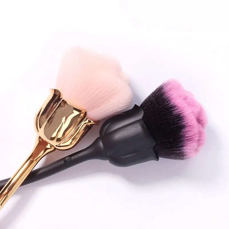 Rose-shaped Manicure With Nail Brush Art Brush Nail Accessories Tool Popular Round Makeup Polishing Dust Removal Brush